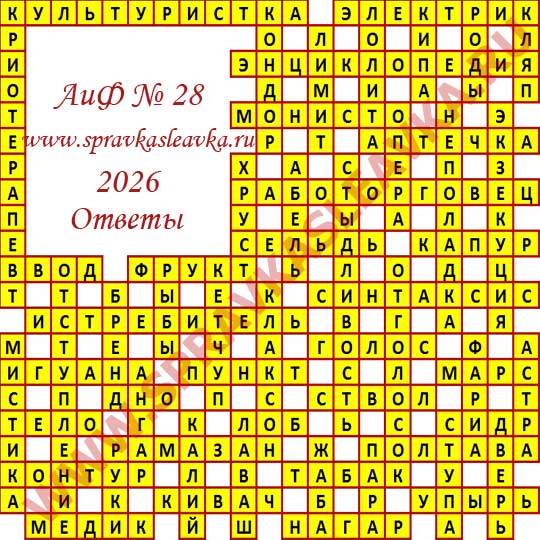 Ответы на кроссворд АиФ номер 28 2026